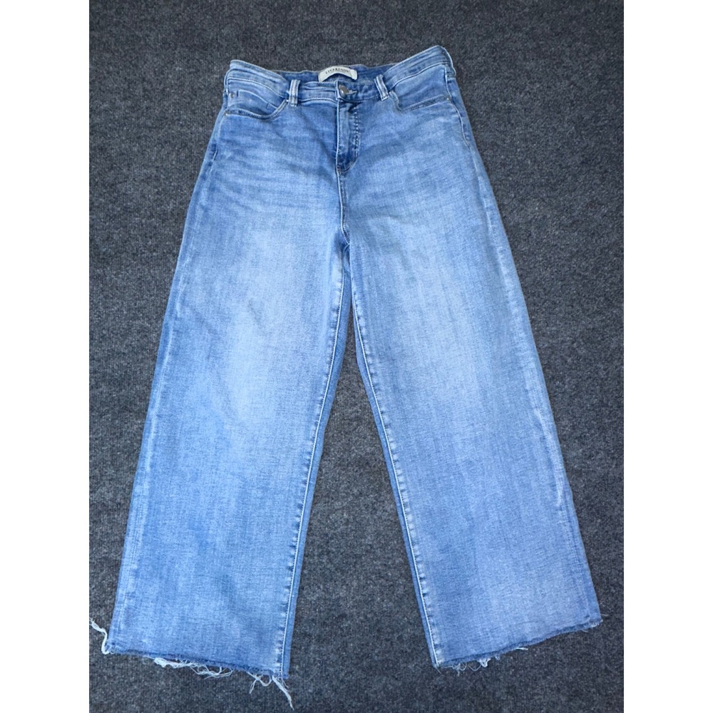Liverpool Los Angeles Wide Leg Raw Hem Light Wash Blue Denim Jeans Womens 31x25
